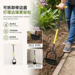 Detachable Half Moon Lawn Edger with Handle | Serrated Garden Border Trimming Tool