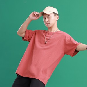 210g cotton drop shoulder short sleeve T-shirt, 25 colors available in stock, crew neck, loose fit casual T-shirt.